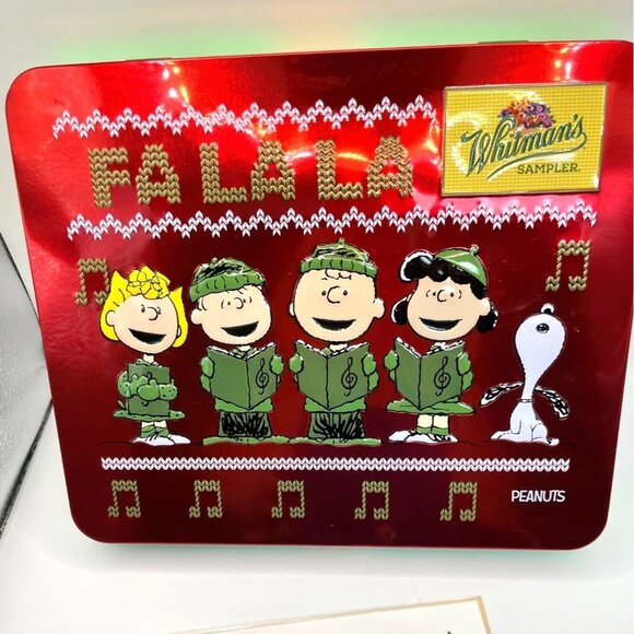 Whitmans Sampler Peanuts Holiday Tin Red & Green Collectible Rectangular Storage - Picture 7 of 7